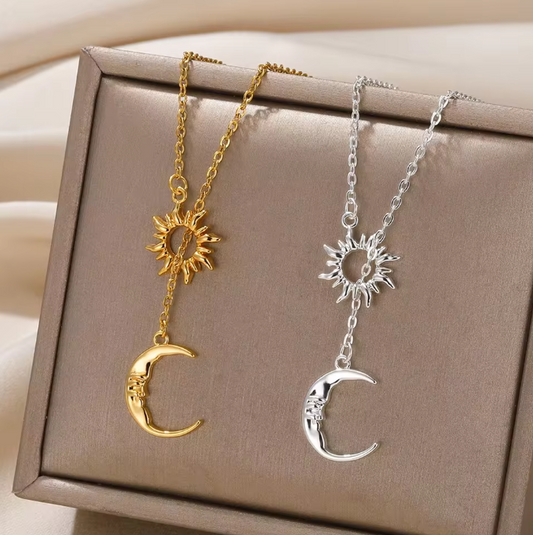 Sun & Moon Crescent Necklace